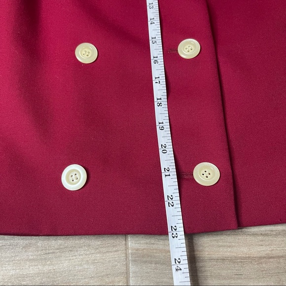 Vintage Valentino 1980's Burgandy/Berry Button A Line Skirt 8 - Picture 4 of 7